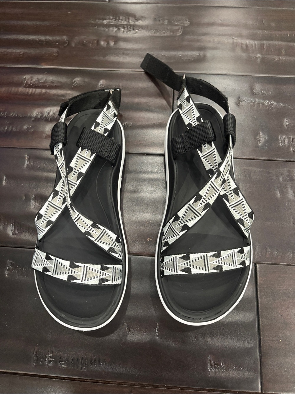 Teva Black and White Patterned Strappy Women's Sandals
